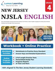 New Jersey Student Learning Assessments (NJSLA) Test Practice: Grade 4 English Language Arts Literacy (ELA) Practice Workbook and Full-length Online A -- Lumos Learning, Paperback