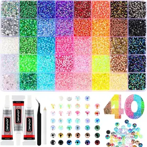 40-color set or 24-color set‌   Resin Jelly Rhinestones for Bedazzling, 3mm 32000 Pcs Flatback Gems for Crafting, Bedazzling Kit for Clothing Shoes Nail Book Diamond Art