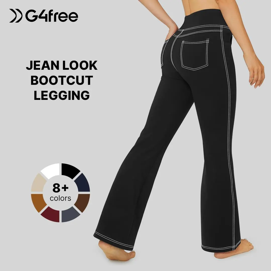G4Free Bootcut Yoga Pants with 4 Pockets Flare Leggings for Women High Waisted Casual Dress Pants Elastic Bootcut Lounging Around The House Flatters All Shapes Workout