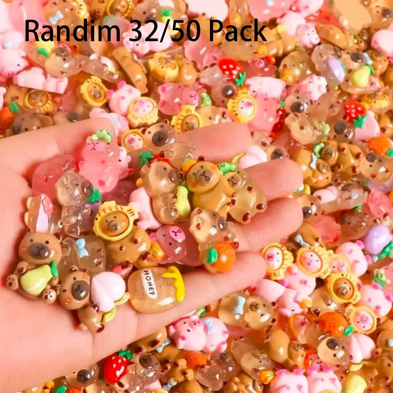 32 Piece Cartoon Cute Glow-In-The-Dark Capybara Otter DIY Accessories, DIY with Charms, Resin Animal Charms, Craft Embellishments, for Necklaces, Christmas Holiday Decorations, Student Gifts, DIY Kit