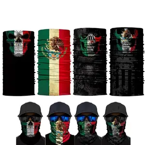 4PCS Mexico Flag Skull Balaclava – UV Protection Face Scarf Neck Gaiter for Men Women