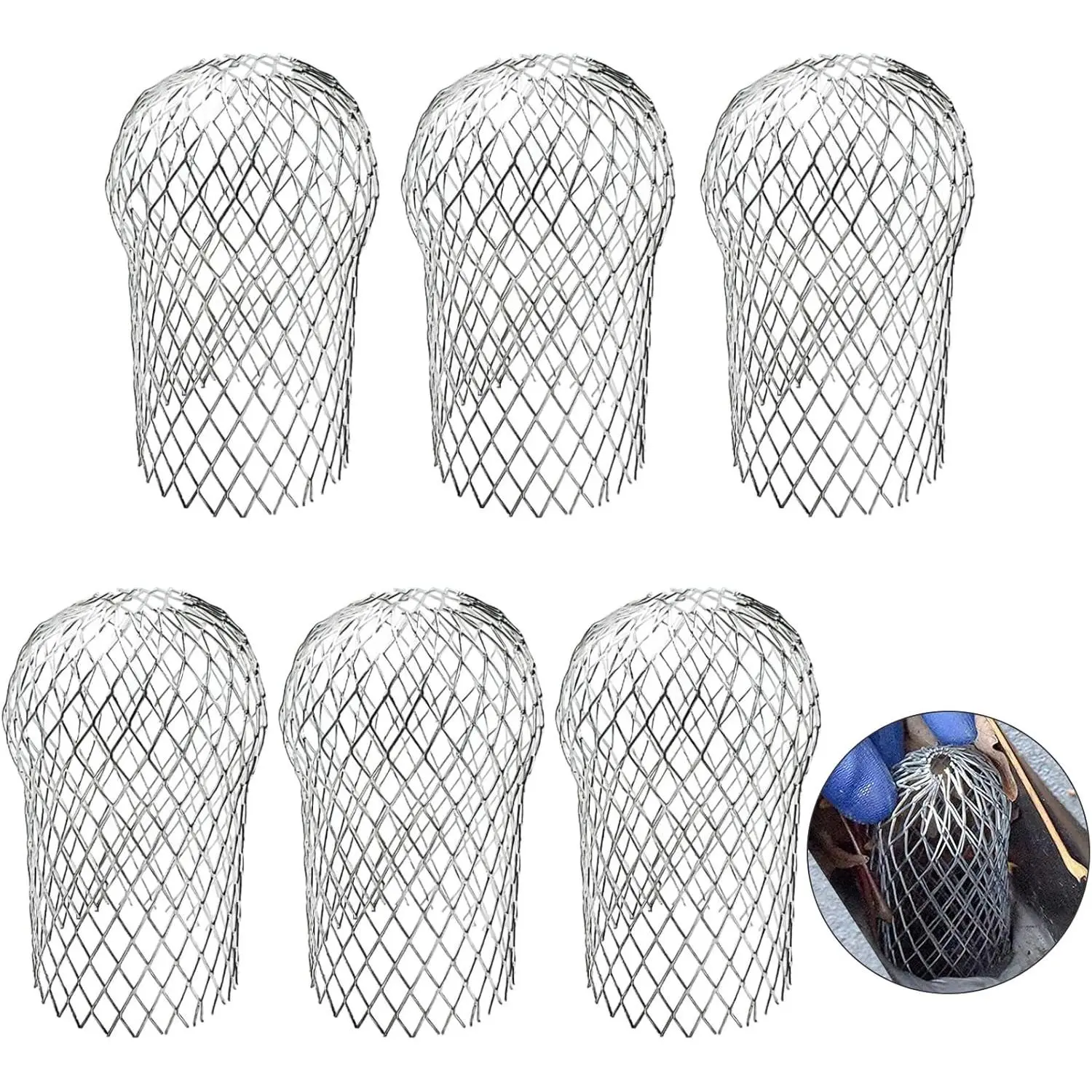 6 Pcs Synthetic Gutter Downspout Guards - 3.5 Inch Width, 6.5 in Height Mesh Cover, Flexible Fit Debris Stopper, Cost-Effective Home Improvement Building Supplies for Leaf Blockage Protection