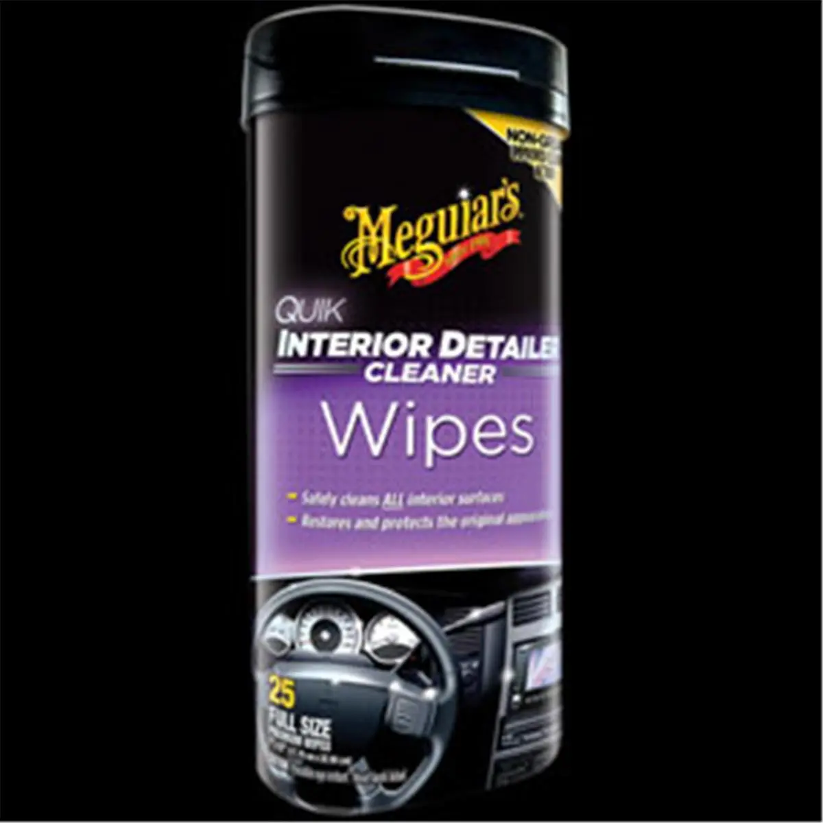 Meguiars G13600 Quik Interior Detailer Wipes - 0.5 lbs Automotive Surface Cleaner for DIY Car Care & Daily Use, Fast Cleaning, Safe for Leather, Plastic, Vinyl & Audio/Video Equipment, Preserves Natural Appearance, Fresh Fragrance, 0.500 Lbs