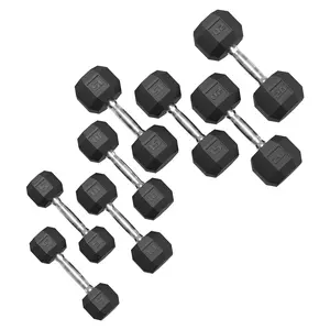 Durable PVC Encased Hex Dumbbell Set – 100 LB Total Free Weights – Full Body Strength Training Equipment – Dumbbells Set for Women & Men, Hand Weight for Strength Training,