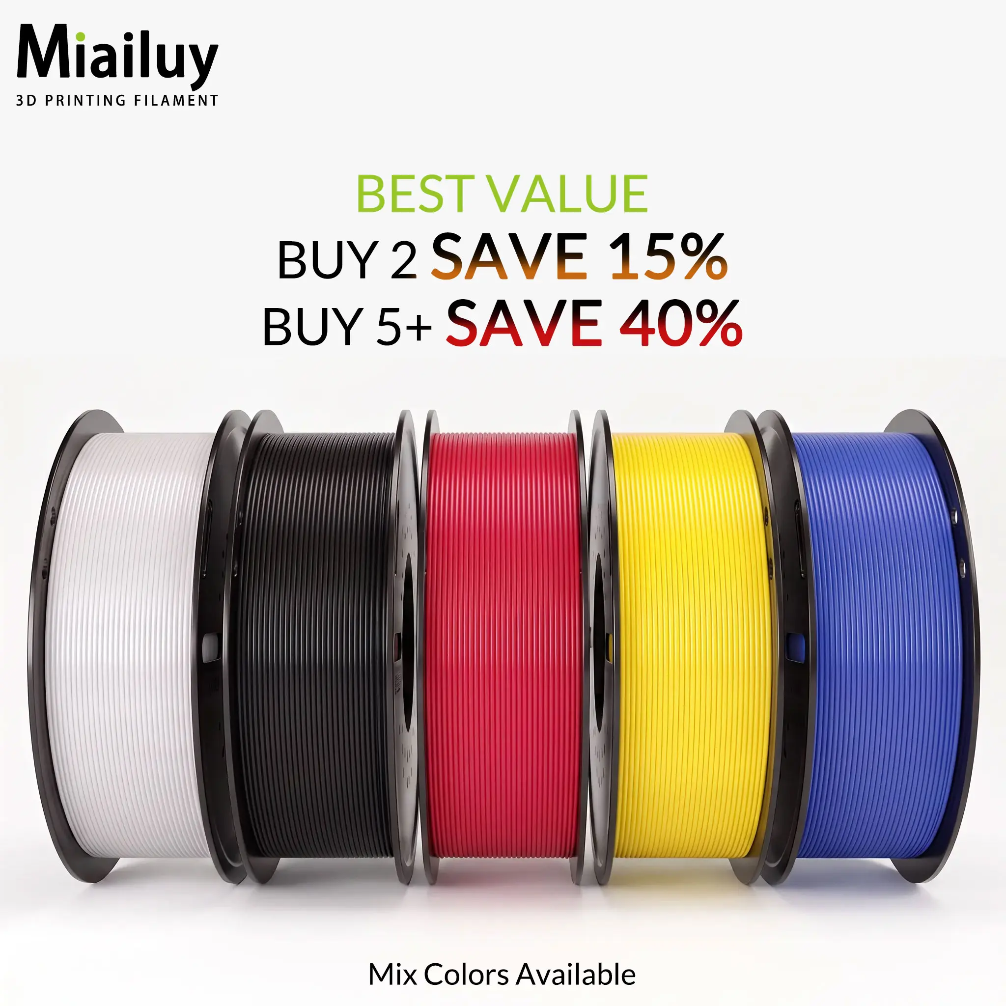 Miailuy Opaque PLA+ 3D Printer Filament Spool, 1.75mm 1kg Vacuum-Sealed, Tangle-Free, Clog-Free, Low Warping, High Compatibility with Anycubic FDM Printers, Easy Smooth Vibrant Color Printing, General-Purpose for All Skill Levels (3D Printing Supplies), C