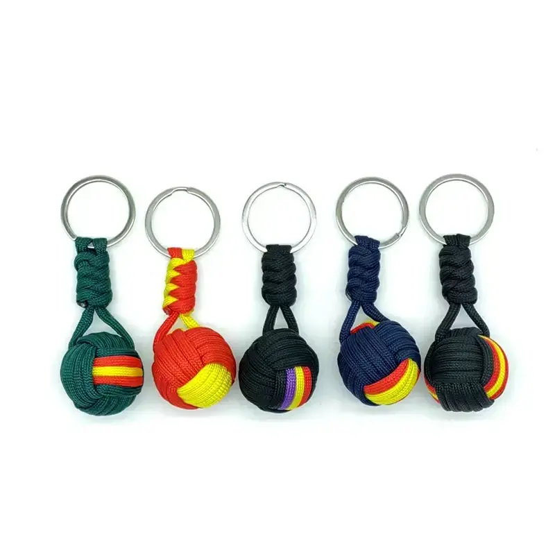LUX-KEY - Monkey Fist Key Chains Military Parachute Woven Rope Ball Keychain Lanyard Key Ring Outdoors Survival Tool Jewelry