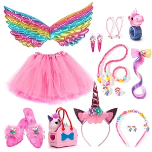 Unicorn Role Play Costume Set, Makeup Dress-Up Toy, Birthday Gift, Holiday Present, Suitable for Ages 3+, Kids' Party Favors