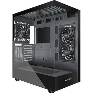MUSETEX K2 ATX 270° Full view Black PC Case with 3 Pre-Installed Non-LED Fans