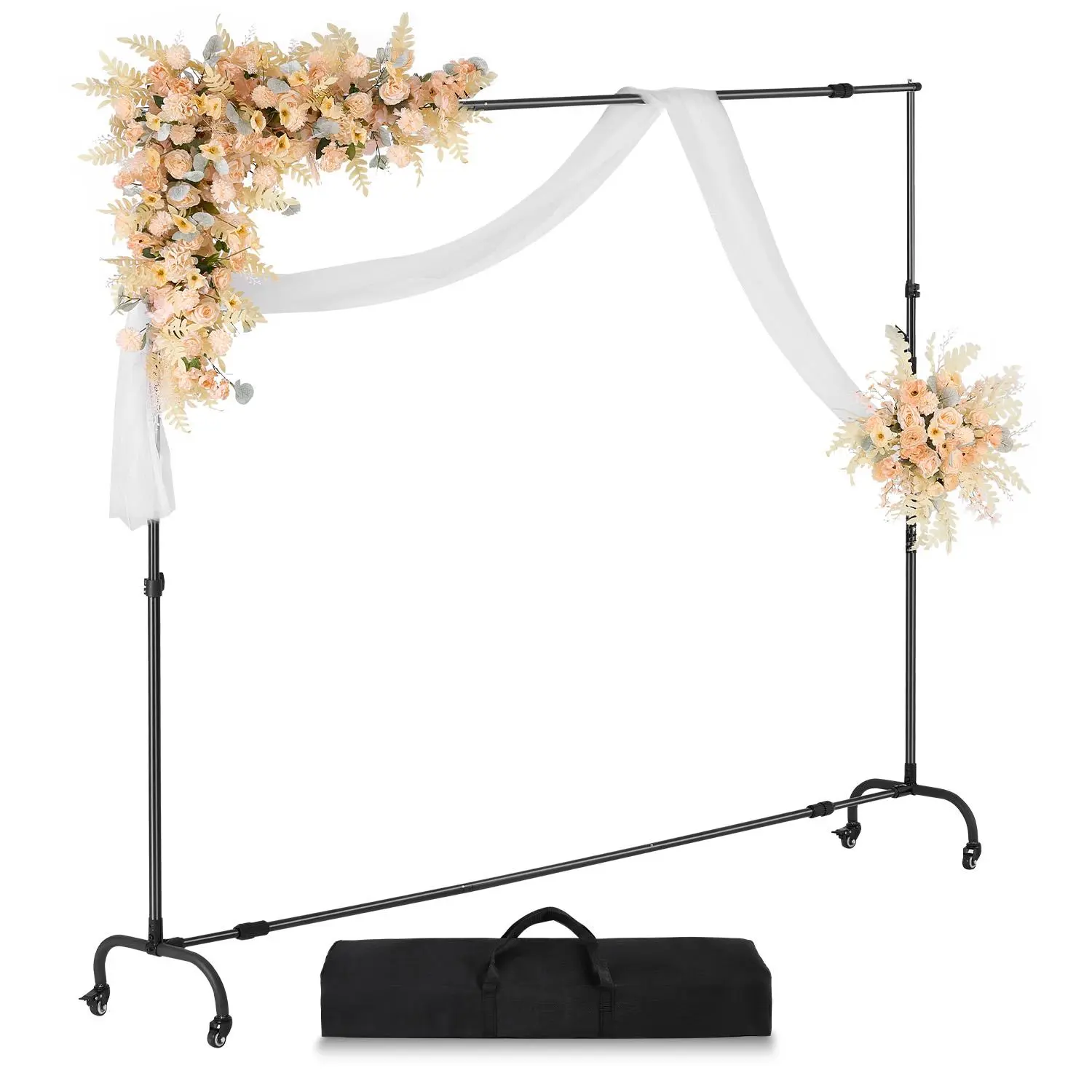 VEVOR Backdrop Stand with Wheels,  7 x 10 ft Adjustable Photo Backdrop Stand Kit, Moveable Background Backdrop Stand, Heavy Duty Projector Screen Stand, for Wedding, Photo Studio & Party
