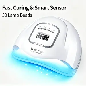 256W portable Nail Lamp UV LED Nail Lamp Cordless Nails Lamp UV Light with 30pcs Long-Lasting LampBeads, 4 Timer Settings (10/30/60/99S), Large LCD Display& Portable Handle Professional Dryer Manicure DIY