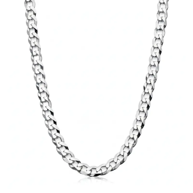Men's 4MM 925 Sterling Silver Italian Curb Cuban Chain Necklace - Exquisite Fancy Link Chain, Men's Jewelry for Anniversary, Available in 16", 18", 20", 22", 24", 30"