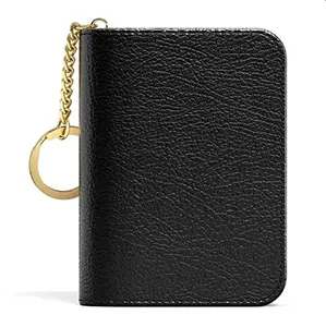 Credit Card Holder for Women, Small RFID Card Wallet Slim Leather Business Card Organizer Case with Zipper & Keychain (Colorful)