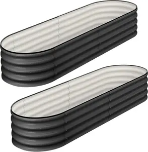 Raised Garden Bed Set of 2, 4.5x2x1.ft Galvanized Raised Garden Bed, Outdoor Large Planter Raised Beds Open Base with Safety Edge and Glove for Vegetables Flowers Ground Planter