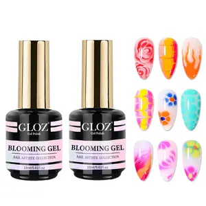 2pcs 18ml Clear Watercolor Blooming Gel Nail Polish, Transparent UV LED Soak Off Gel Nail Polish, Requires UV LED Lamp Cure for DIY Nail Art Design & Manicure Decoration, Finger Nail Polishes