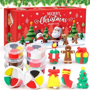 24 Pcs Halloween Air Dry Clay Kits Modeling Clay, with Tutorial DIY Xmas Santa Snowman Arts and Crafts Gifts for Students Christmas Party Favors Halloween Goodie Bag Fillers Holiday Winter Party Gift