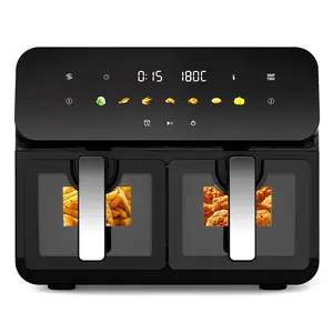 10QT Dual Air Fryer, Double Basket Air Fryer Oven with 2×5QT Baskets, Digital Touchscreen Control, Easy-View Window, SyncCook Function, Cook 2 Dishes at Once for Family of 4-6, 1700W