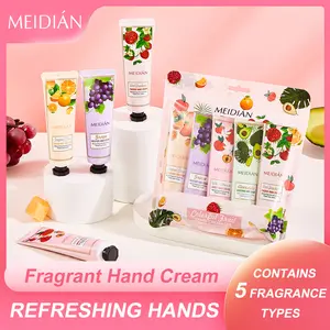 Sadoer 5-Pack Hydrating Aroma Scented Hand Cream Gift Set - Fruity, Woody Scents (Avocado, Grape, Strawberry, White Peach, Citrus), Shea Lotion for Dry Cracked Hands, Travel-Size Valentine's Day Gift for Adults