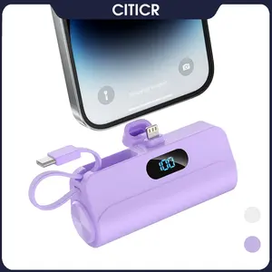 Mini Power Bank,Capsule Power Phone Charger 5500mAh,Portable Charger with Dual USB-C Ports for iPhone 17/16/15/15 plus/15 pro/15 pro Max/Android Phone/Samsung/Moto/LG etc (Pink), easy portability summerwins