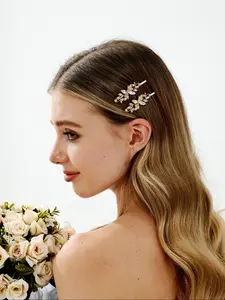 2pcs Minimalist Elegant Plain Rhinestones Decor Hair Clips, Hair Clip Set, Fashionable Bobby Clip For Women & Girls For Gift, Rhinestone Hair Accessories