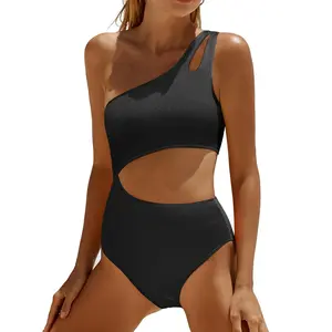 Yonique Cutout One Piece Swimsuit Women - One Shoulder Bathing Suit Ribbed Swimwear 2025 Monokini