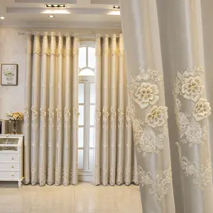 European Style Floral 100% Blackout Home Decoration Curtain Set, Elegant Two-Layer Design, Ideal for Living Room & Bedroom Decor, Enhance Your Space Aesthetics