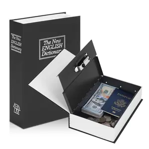 Metal Hidden Book Safe Box with Password & Key Lock, 2 Sizes 9.45×5.91×2.17 / 10.43×7.87×2.56 Inch, Anti-Theft Dictionary Diversion Safe for Home Office Valuables Storage