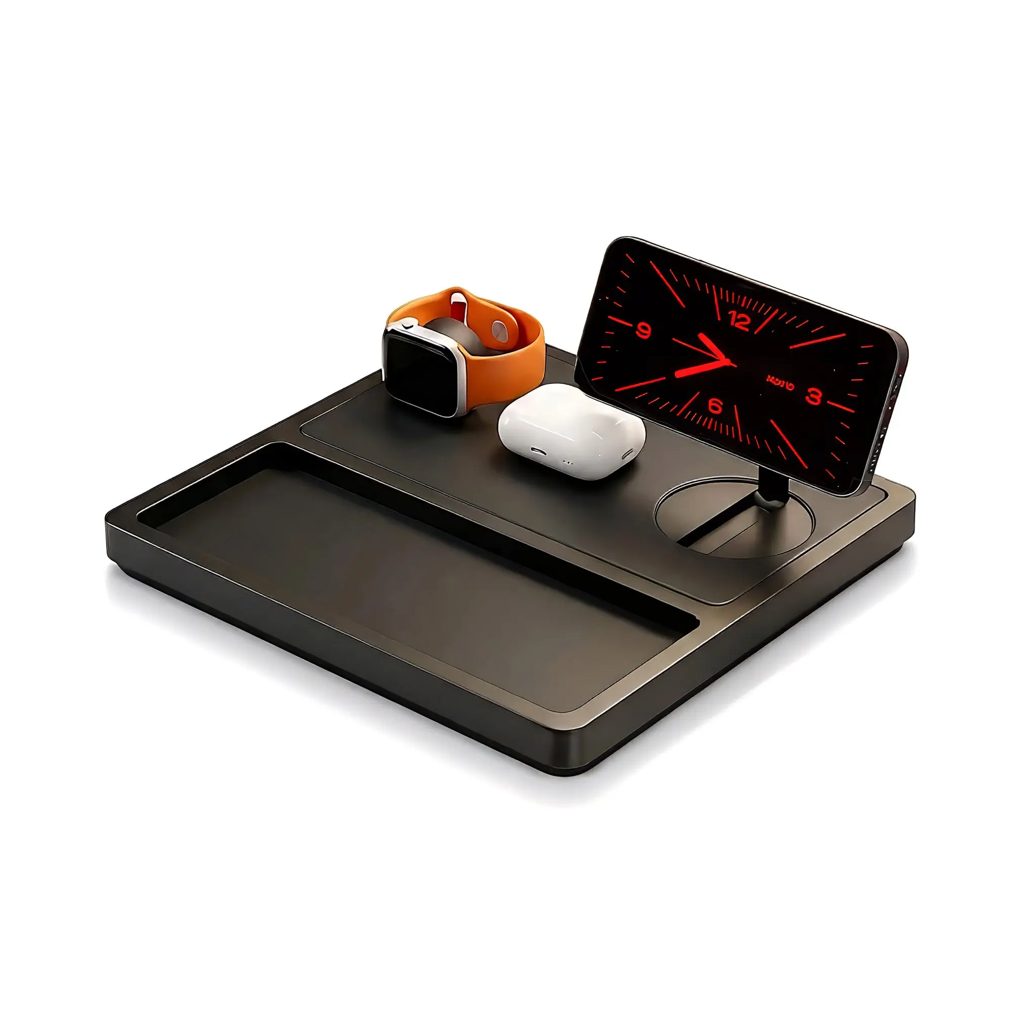 TRIO TRAY Qi2 - 3-in-1 MagSafe Midnight Black Wireless Charger with Tray, Lift-Up Coil