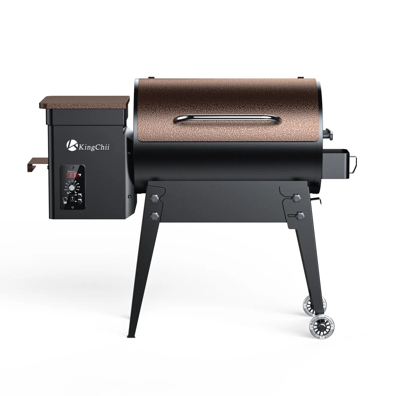 KingChii HWPG 456A-WR Corded Power Wood Pellet Grill & Smoker - PID Temperature Control, Foldable Legs, Portable Travel Set, 8-IN-1 Multifunctional Electric Grill for Barbecue, Family Gatherings, Cooking for a Crowd