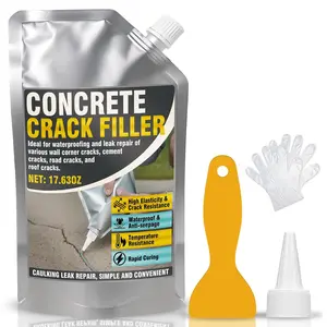 500g Concrete Crack Filler, High Elasticity Liquid Cement Crack Filler, Self-Leveling Waterproof Repair Sealant for Driveway, Walkway,, Hole -Quick Drying, Fix (Concrete Crack Filler)
