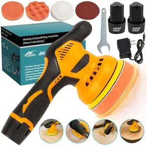 Cordless Car Buffer Polisher 6 Inch Mini Kit with 2 Pack 12V Rechargeable Batteries 8 Speed 2800-5500RPM Orbital Polisher for Car Boat Detailing Polishing Scratch Removing