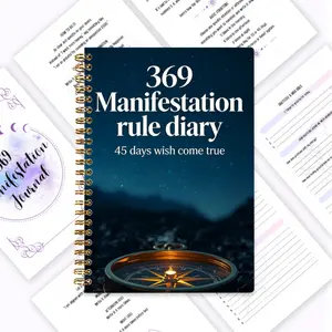 369 Manifestation Diary, 45-Day Wish Realization Plan Manual, Law of Attraction with Cosmic Energy, Cover Design of Star Compass, High-Precision Printed Spiral Binding, Daily Three-Stage Manifestation Training (3/6/9), Upgrade Tool for Belief System, Awak