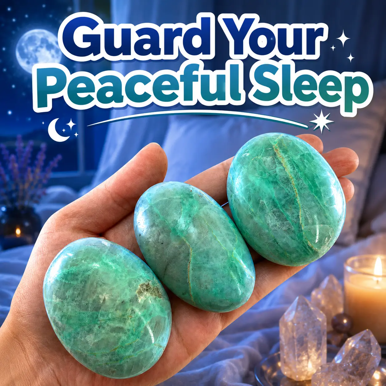 MIRGREE Sleep And Dreams Polished Green Moonstone Crystal Stone, Nightstand Decor with Inspirational Card, Thoughtful Gift for Women(Without Box)