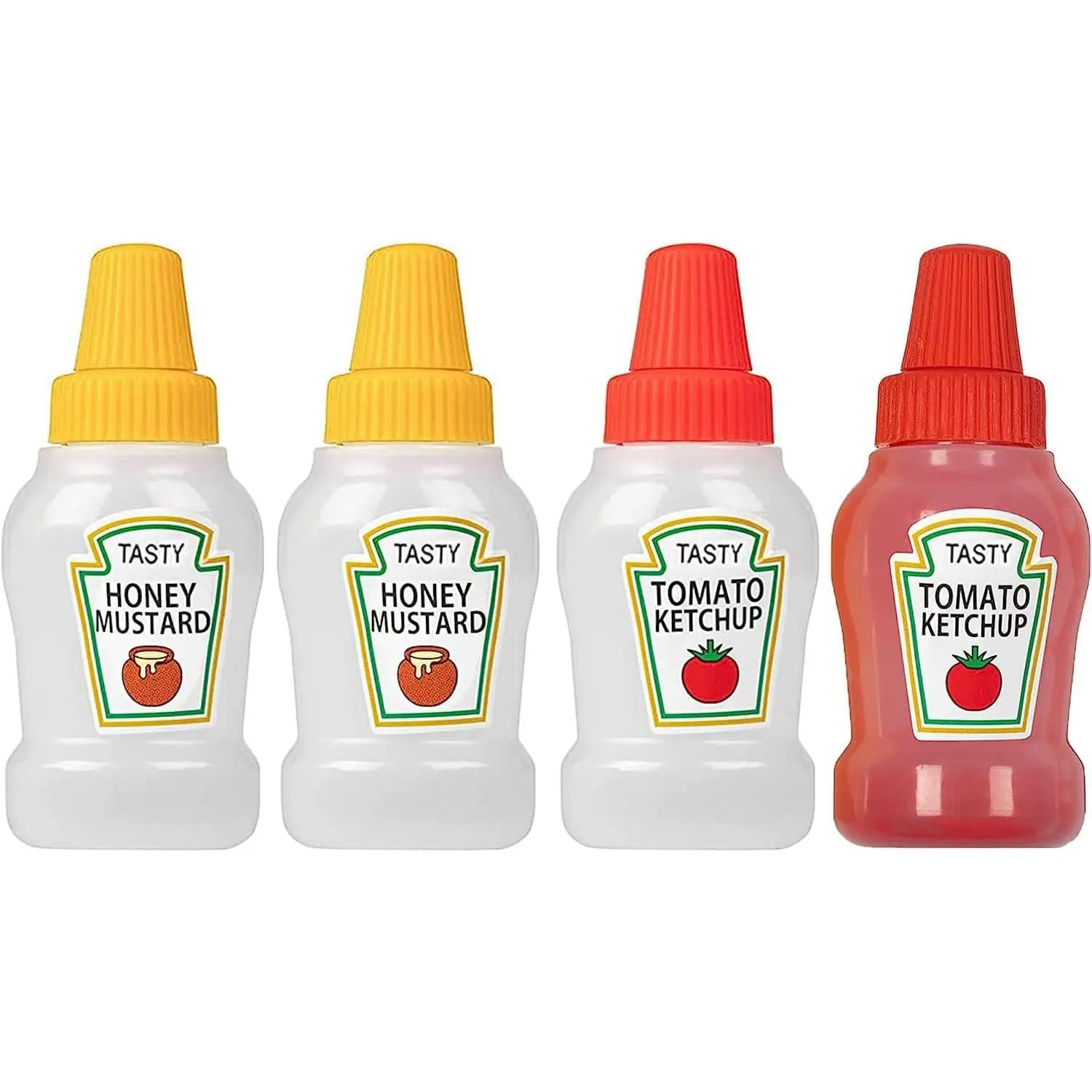 4 count Mini Ketchup Bottles for Lunch Box, 25ml Salad Dressing Containers Small Condiment Squeeze Bottles for Sauce