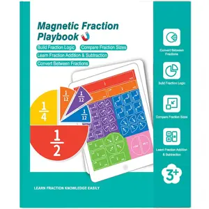 Magnetic Fraction Educational Puzzle, Magnetic Fraction Tiles & Fraction Circles Set, Math Manipulatives for Elementary School, Montessori Fraction Manipulatives Learning Toys for Kids Christmas, New Year, Birthday Gifts BlackFriday CyberMonday