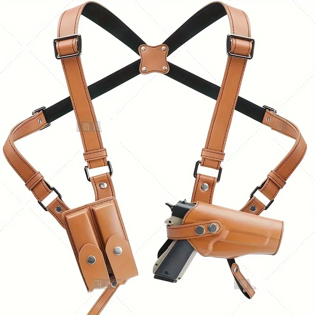 Hunting Vertical Strap Gun Holster, Universal Concealment Holster for Right-Handed Use, with Double Magazine Pockets - Compatible with 1911, Glock 17/19/23 & Most Handguns - Ideal for Concealed Carry backtoschoolshopping, Adults, Secure, Shoulder Strap Gu