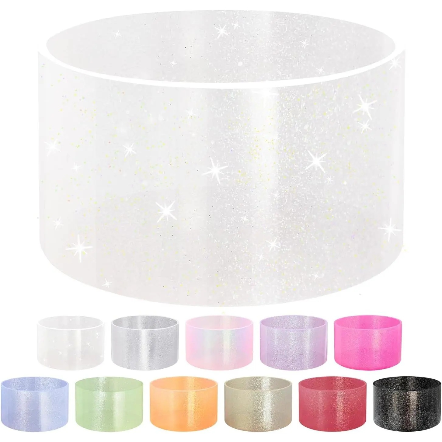 Jelly Luster Glitter  Transparent Boot for  20-40oz, Compatible with Hydro Flask or Other Water Bottle Tumbler, 2.85-3.0 inch Protective Anti-Slip Bottom Sleeve Cover