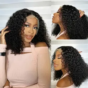 Curly Short Bob Wig Natural Black Color Lace Front Synthetic Wig For Women Prepluck Hairline Cosplay Daily Party
