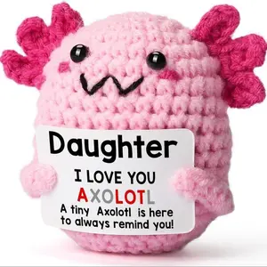 Cute Axolotl Doll, Soft Stuffed Animal, Crochet Axolotl Doll with Card, Daughter Birthday Gift, Teenager Girl Party Gift, Lovely Bedroom Decoration