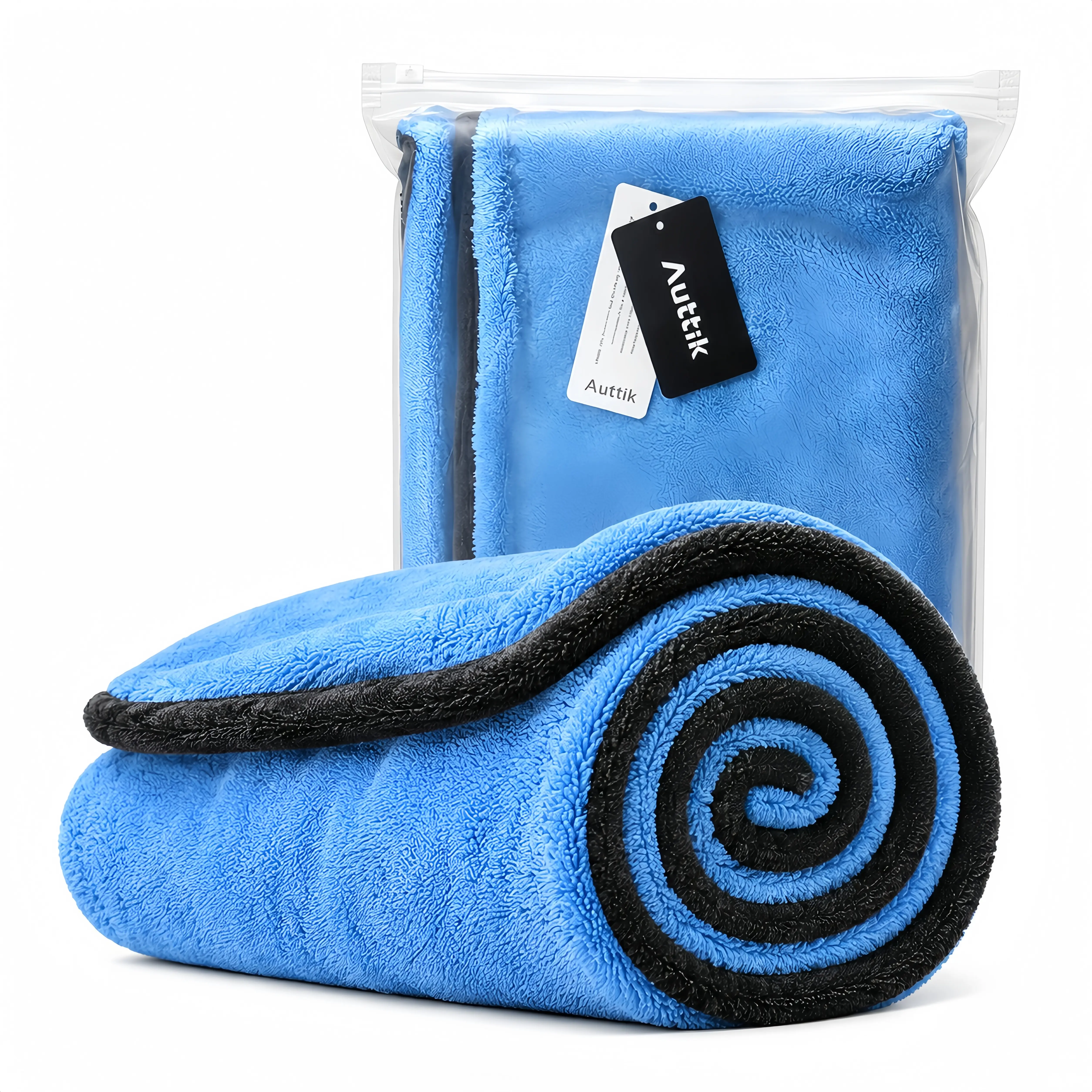 AUTTIK Full-sized 1400GSM Twisted Loop Microfiber Drying Towel - Dual-Sided Super Absorbent Car Wash Cloth, Scratch-Free Finish & Quick Dry for Auto Detailing