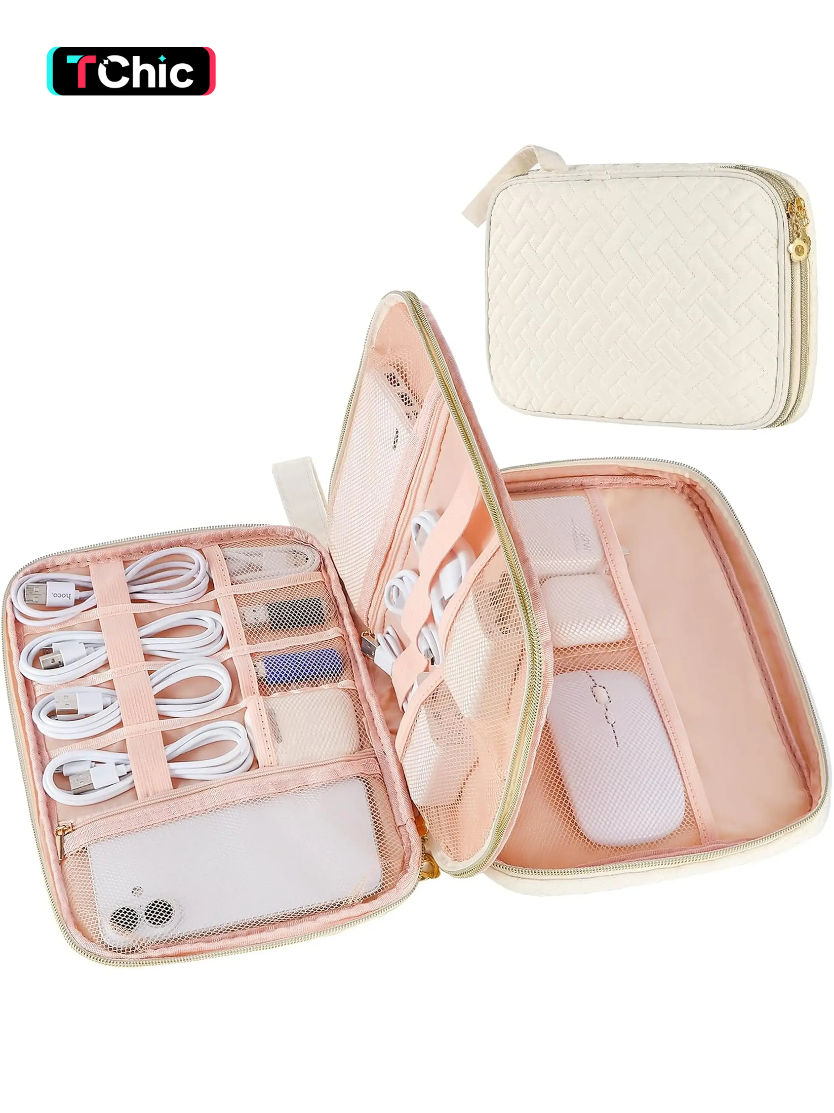 Large Lightweight Electronics Travel Organizer Case, Double Layers Travel Cable Organizer, Multi pocket organizer, Organizer Pouch, Electronic Accessories Carry Case Portable Waterproof All-in-One Storage Bag
