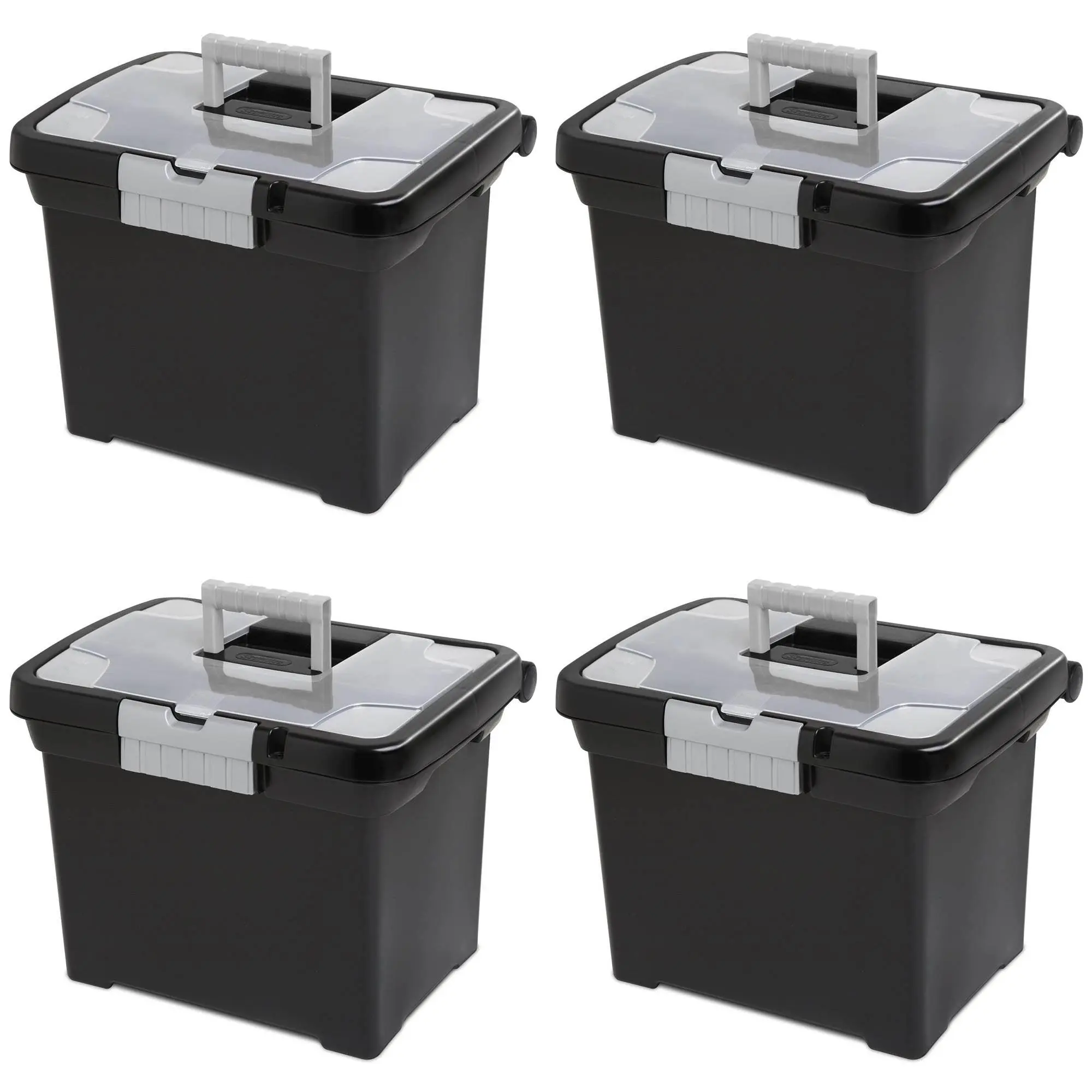 Sterilite Portable Lockable File Box w/ Extra Compartment & Handle