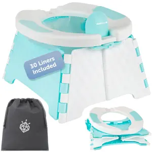 Jool Baby Portable Potty Training Chair with Travel Bag and 30 Liners, Foldable, Indoor/Outdoor Use
