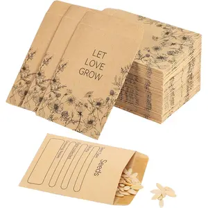 300 Pieces 3.15 x 2.36in Seed Envelopes Preprinted Seed Packets with Collecting Template for Flower Vegetable Seeds Storage