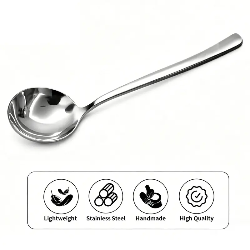 【AREL】Stainless Steel Spadle Set, Soup Spoon & Serving Ladle Hybrid, Durable Kitchen Utensils, Cutlery & Tableware for Cooking and Serving