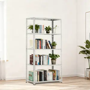 Garvee 4-Tier Metal Storage Shelving Unit, adjustable steel storage rack, 2500 lbs strong load capacity, freestanding utility organizer, multi-scene storage shelf, fit garage kitchen pantry basement bathroom laundry room, 36"L x 12"W x 68"H, silver sturdy