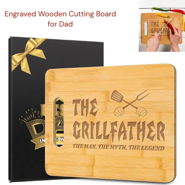 Engraved Wooden Cutting Board for Dad, Father's Day Gift, Dad Birthday Gift from Daughter Son, BBQ Grillfather Board, Father Gift