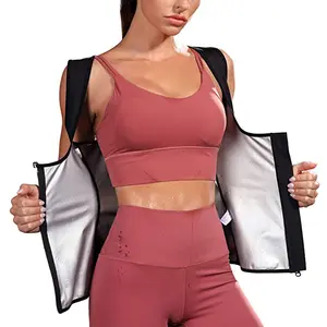 Women’s Zipper Sauna Vest Sweat Tank Top Waist Trainer Sweat Body Shaper Sleeveless Tops for Gym Workout Exercise