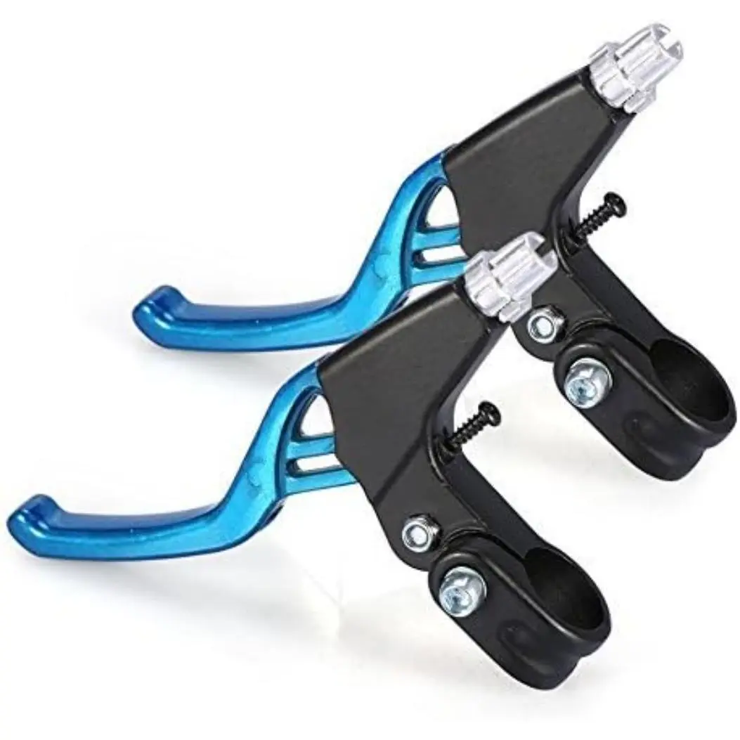 1 Pair Brake Lever, V-Brake Handlebar Aluminium Alloy Brake Handle Universal 2.2cm For Most Bicycle,Road Bike,Mountain Bike (Blue)