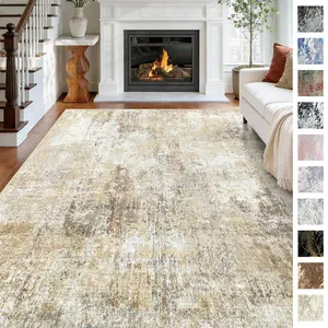 BESTSWEETIE Washable Area Rugs for Living Room, Modern Abstract Soft Area Rugs, Non-Slip, Faux Wool Vintage Moroccan  Carpet for Bedroom, Entryway, Nursery,  Distressed Aztec Rug Print Pattern, Beige Cream Brown