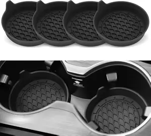Car Cup Holder Coaster, Silicone Cup Holder Insert, Universal Non-Slip Cup Holders, Car Accessories Interior for Women and Man Interior Sets 4 Pack Black